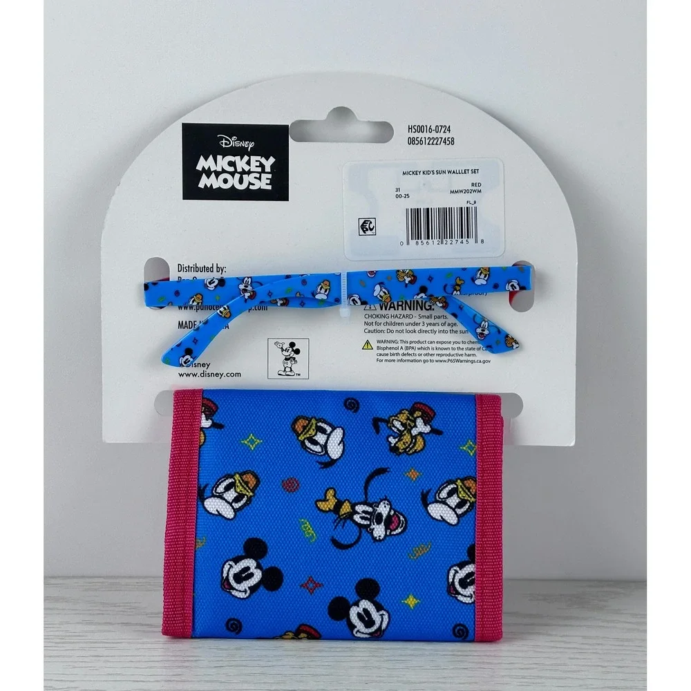 Disney Mickey Mouse Kids‎ Sunglasses and Wallet Set Red Blue UV Protection NEW